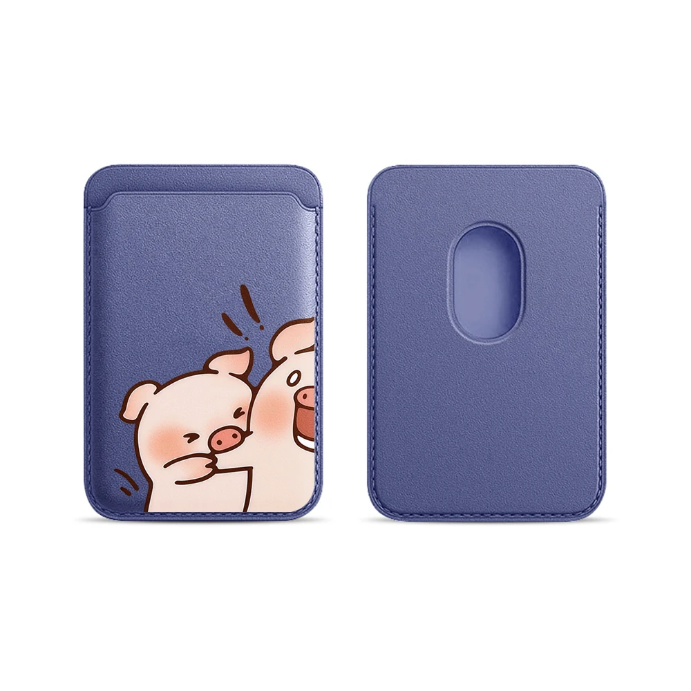 Leder-Kartenhalter mit Cartoon-Schweinchen-Motiv für Paare, Handy-Kartenhalter für Magnetische Hüllen, Geeignet für alle iPhone Magsafe Karten-Handy-Rückseiten-Taschen – Detail 20