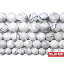 Natural Stone Faceted White Howlite Turquoise Round Loose Beads 15