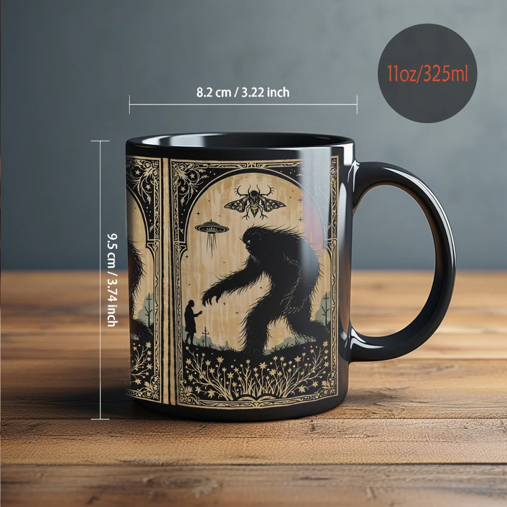 New products in March, orangutan UFO black ceramic coffee mug, men's office water cup