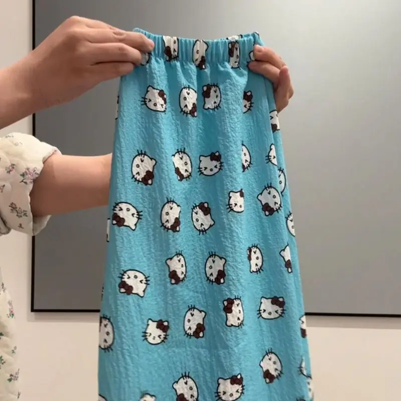 Sanrio Hello Kitty женские пижамные штаны Kawaii мультфильм летние спальные штаны тонкий стиль повседневная одежда для сна брюки домашняя одежда новинка