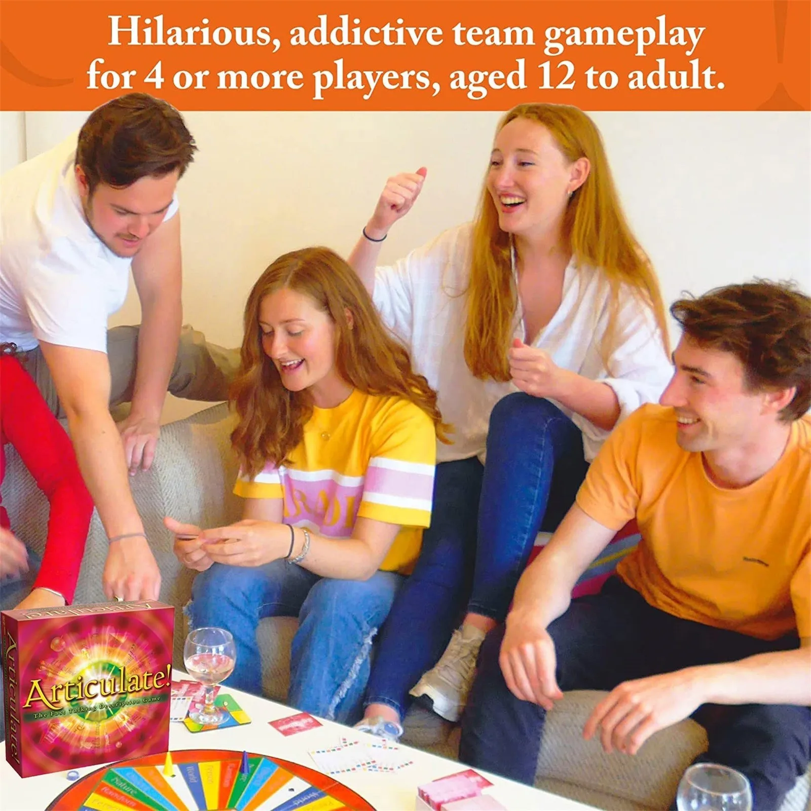 Spinning Wheel English Vocabulary Card Game - 4-20 Players Interactive Party Board Game for Team Building & Family Night