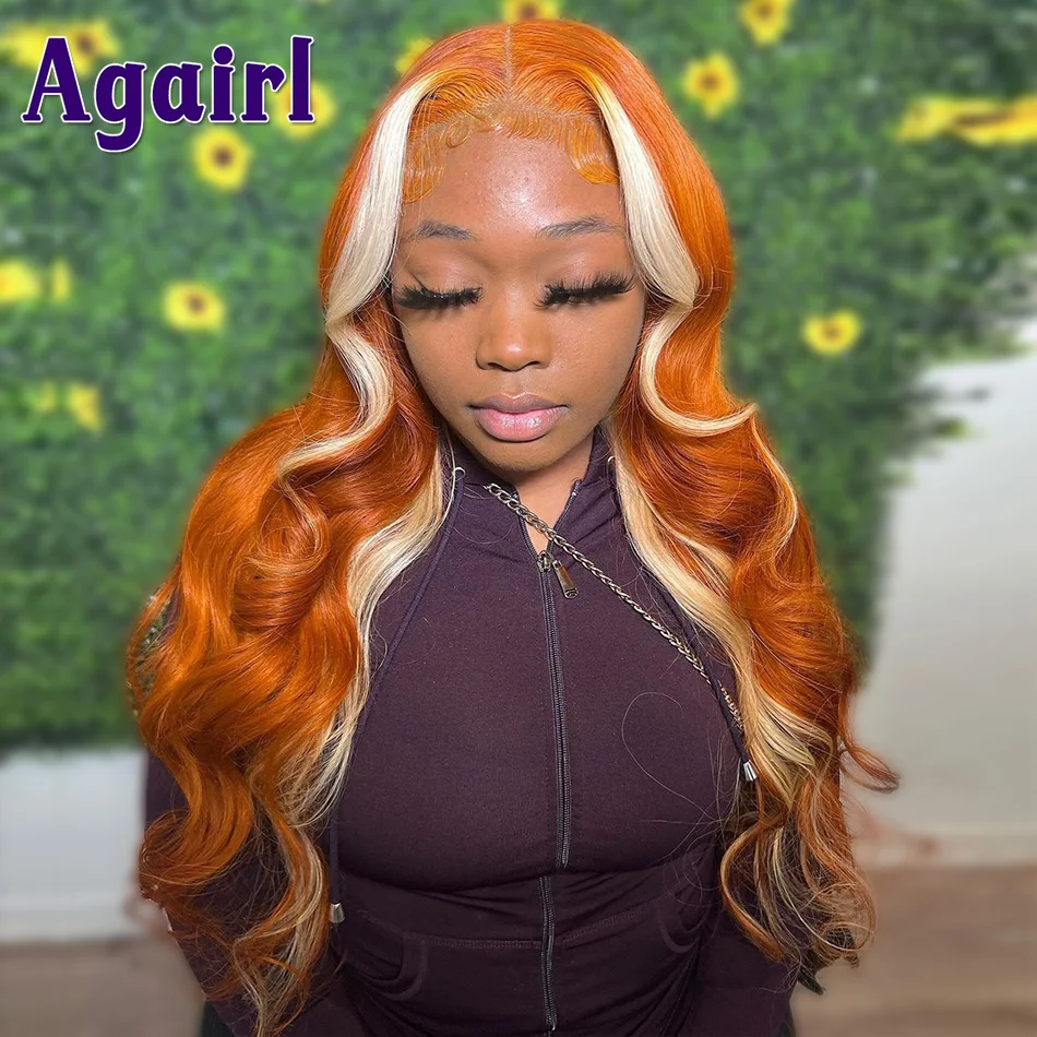 

13x4 Lace Front Human Hair Wigs Ginger Lace Frontal Wig Highlights 30 with 613 Blonde 30 Inch 5X5 Body Wave Lace Closure Wig