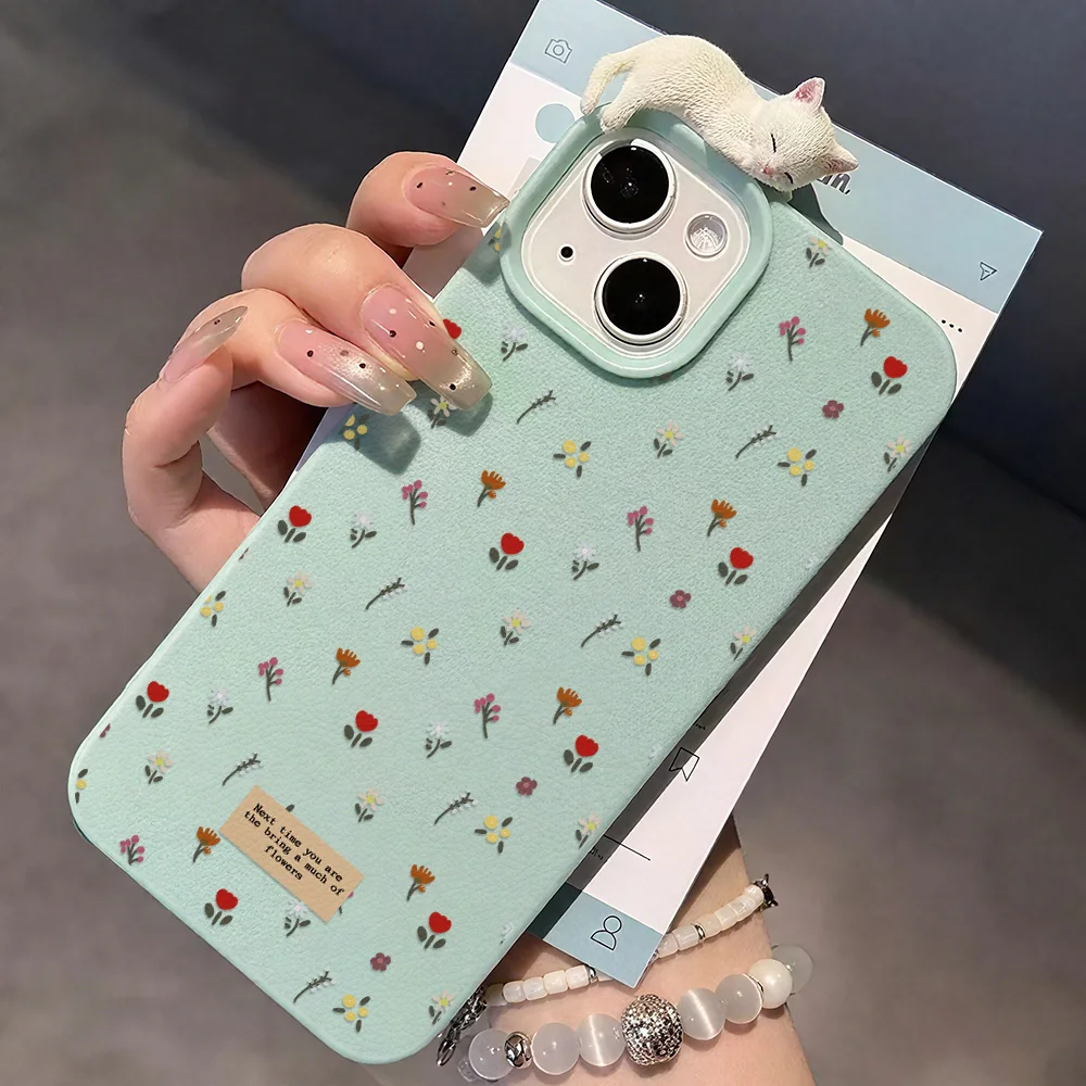Cute Floral Soft Silicone Phone Case For iPhone 17 Pro Case iPhone 16 15 13 11 14 12 Pro Max 16 Plus Leather Shockproof Cover - view 3