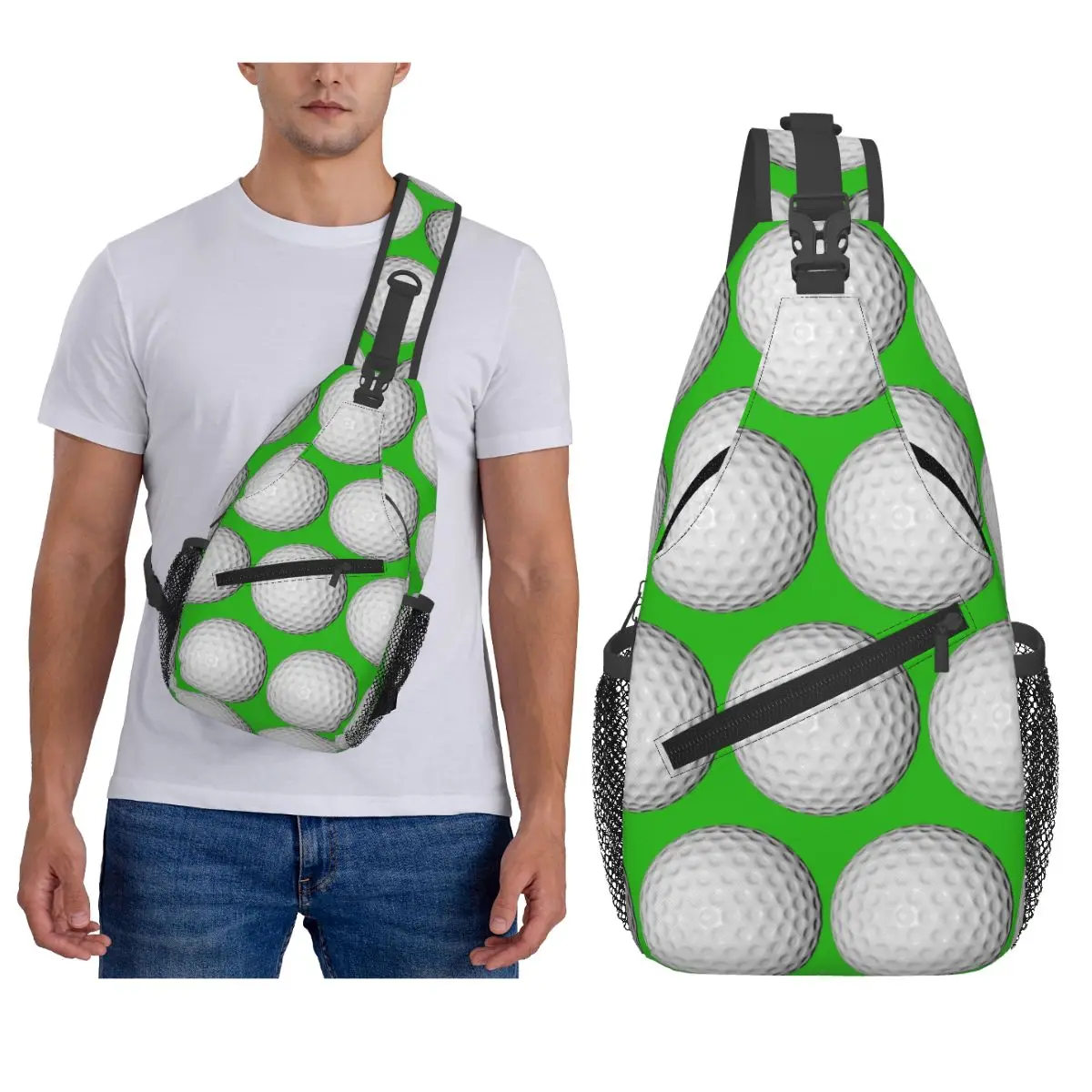

Golf Ball Chest Bag Men Sling Crossbody Backpack Chest Bag Traveling Hiking Daypack Shoulder Bag