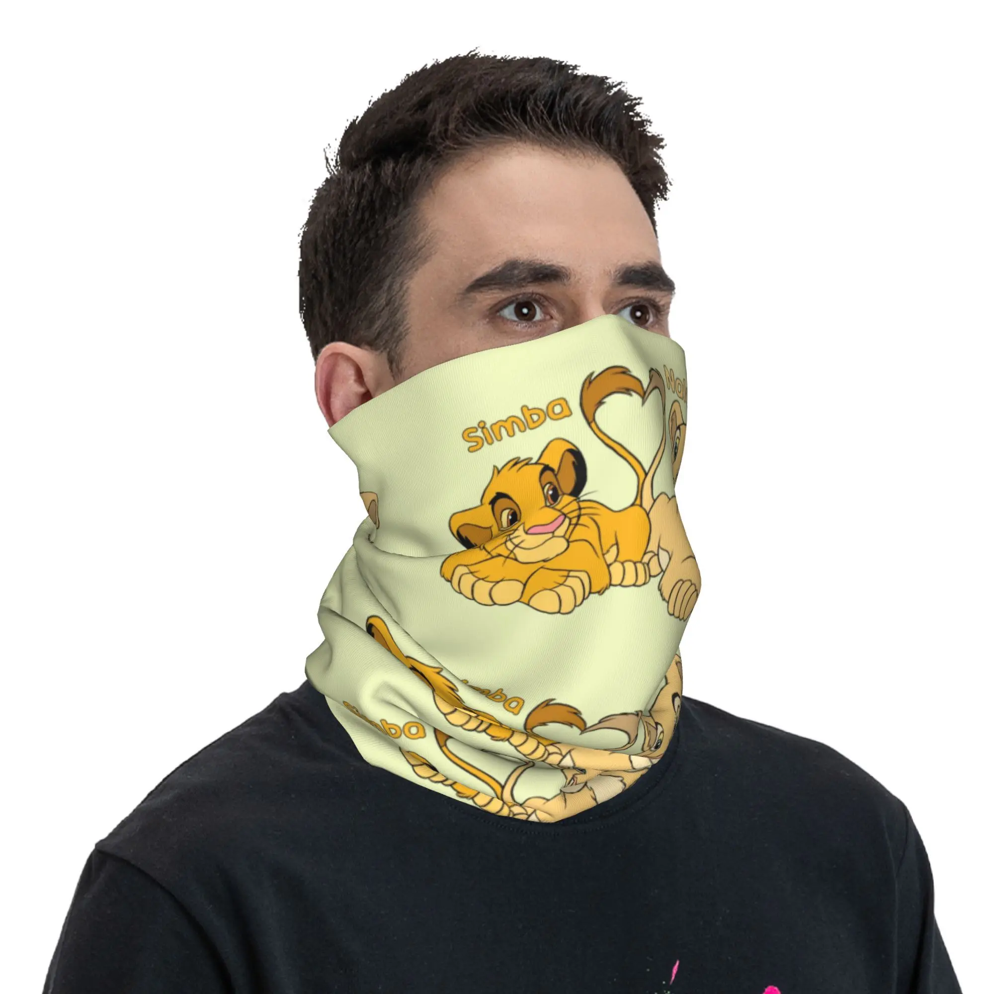 Custom Simba Nala Cartoon Bandana Neck Gaiter UV Protection Face Scarf Cover The Lion King Hakuna Matata Headwear Tube Balaclava