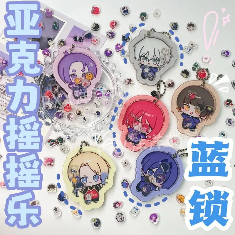 

Акриловый брелок с синим замком в виде мультфильма аниме, подарок из комического материала «сделай сам», милый и креативный кулон для рюкзака, украшение