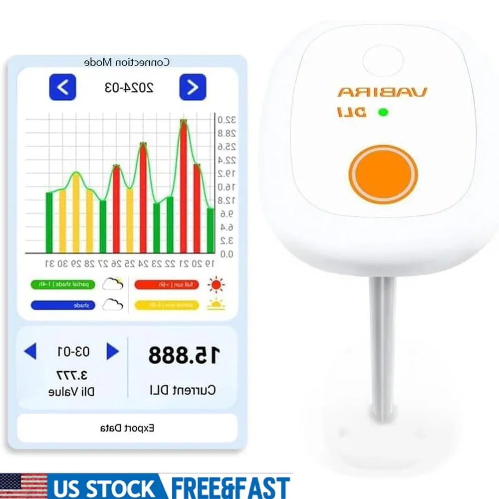 الفوتون متر مصنع ضوء الشمس المقتفي DLI مسجل مزامنة بلوتوث 180 يومًا