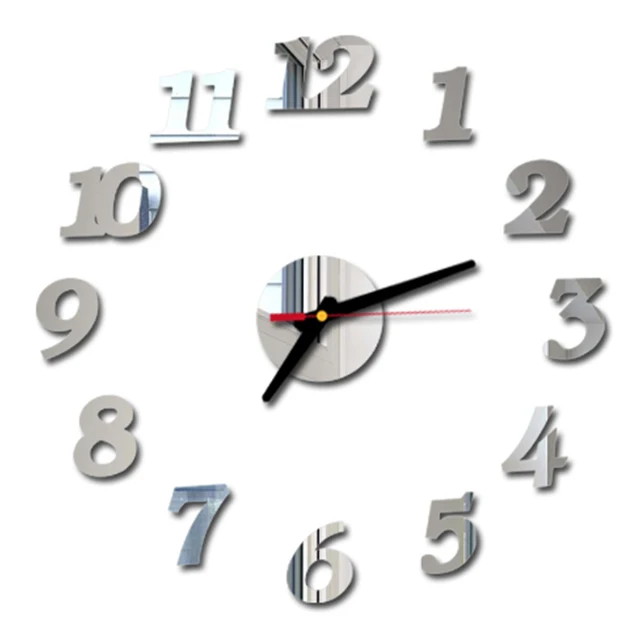 Zegar ścienny Bezramowe cyfrowe zegary ścienne DIY Akrylowe naklejki ścienne Kwarcowy cichy zegar do dekoracji ścian w domu i biurze Horloge Murale