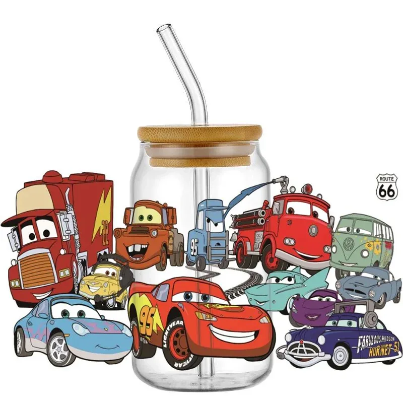 

New 3D Cartoon Cars Decal 16oz UV DTF Cup Wrap Transfers Stickers Racing Washable Custom Logo DIY Mug Sticker Wholesale price