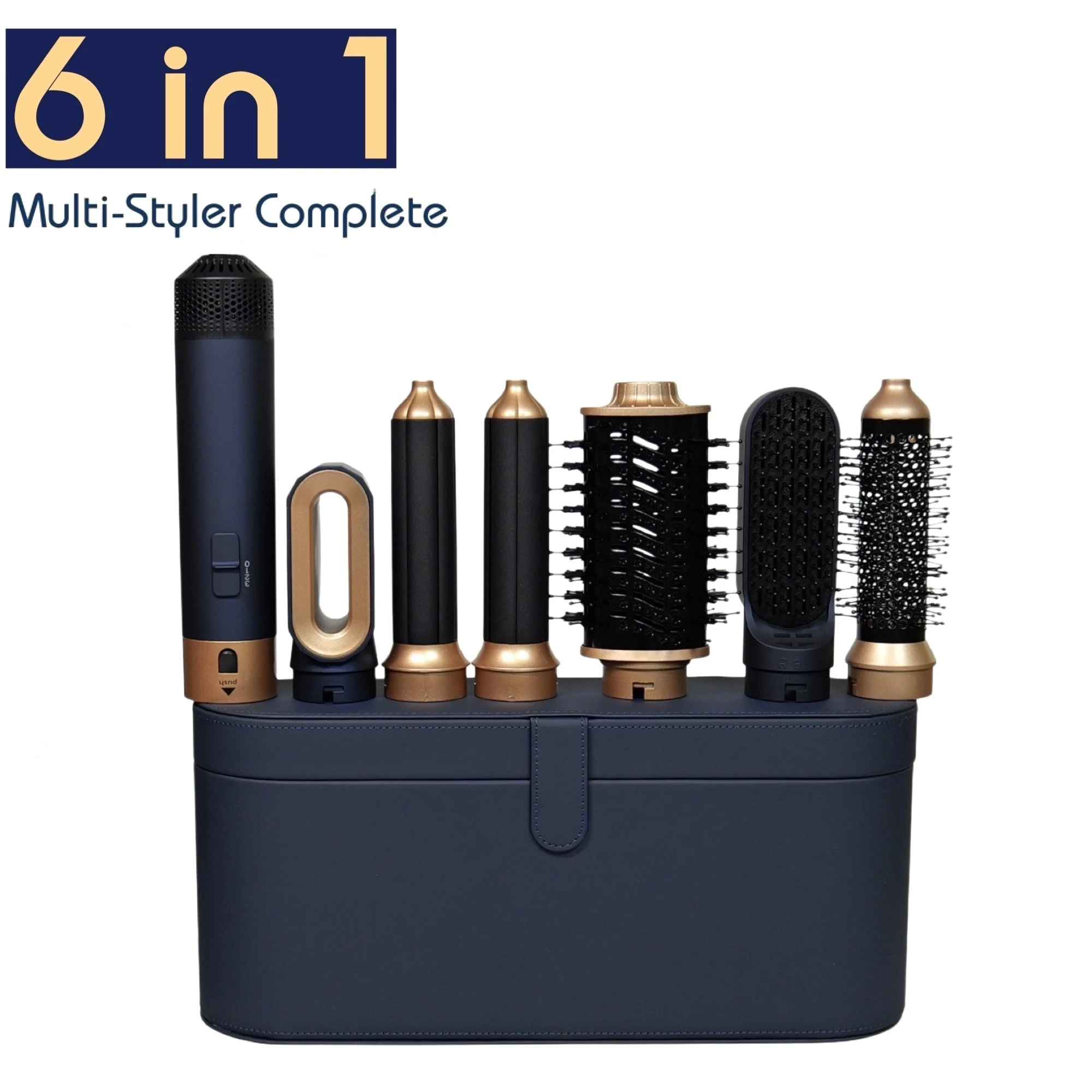 Pengering Rambut 6 in 1 Multi Styler Desain Baru untuk Rambut, 6 in 1 Penata Rambut dengan Tongkat Keriting, Sikat Udara Panas, Alat Penata Rambut MultiStyler