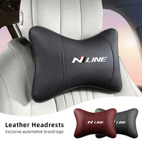 Car Leather Seat Headrest Neck Pillow Head Cushioning Accessories For Hyundai N LINE IONIQ 6 Creta Tucson Sonata Azera Palisade