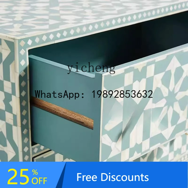 LSL French Retro Hand-painted Entryway American Simple Living Room Multi-drawer Storage Decoration