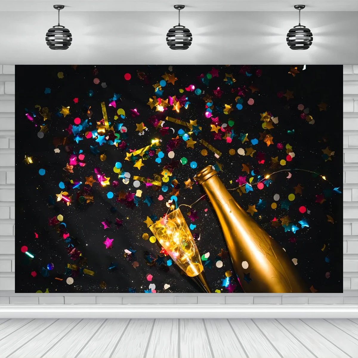 

Happy Birthday Party Celebration Backdrop Golden Champagne Photography Decoration Welcome Banner Photo Shooting Background