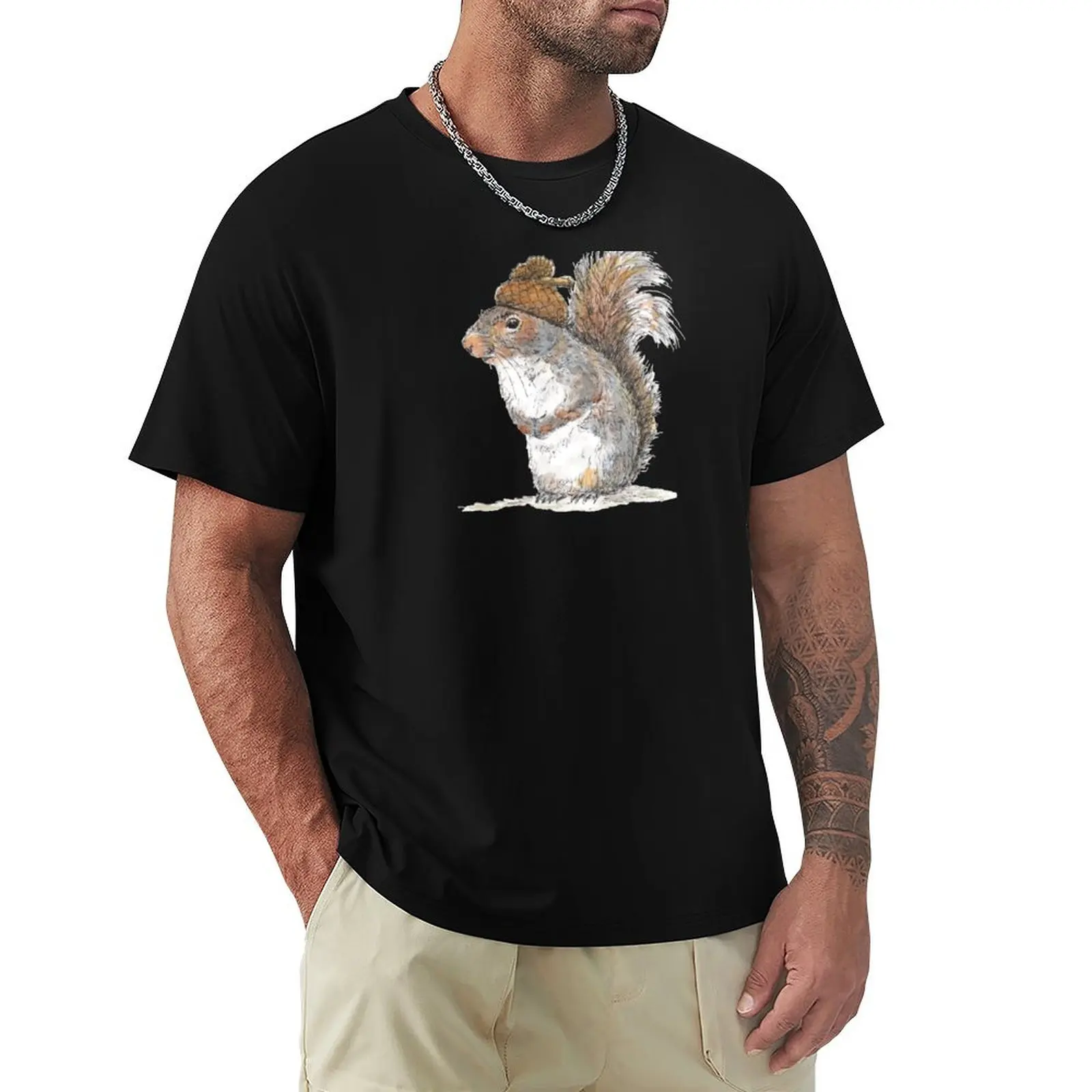 

Squirrel with an Acorn Hat T-Shirt plus sizes Anime t-shirt mens t shirts