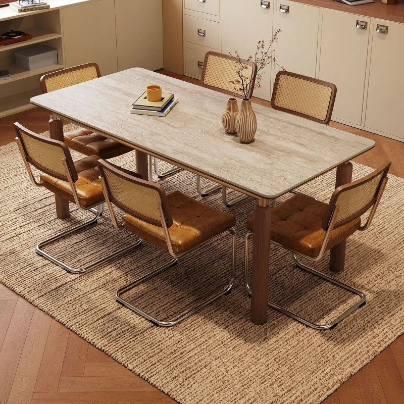 

Bauhaus solid wood dining table, rectangular household small apartment