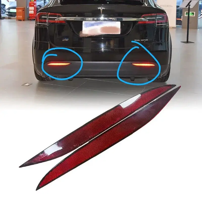 

Tesla Model S rear bumper reflector fog light trim strip 6007706-00-D 6007705-00-D