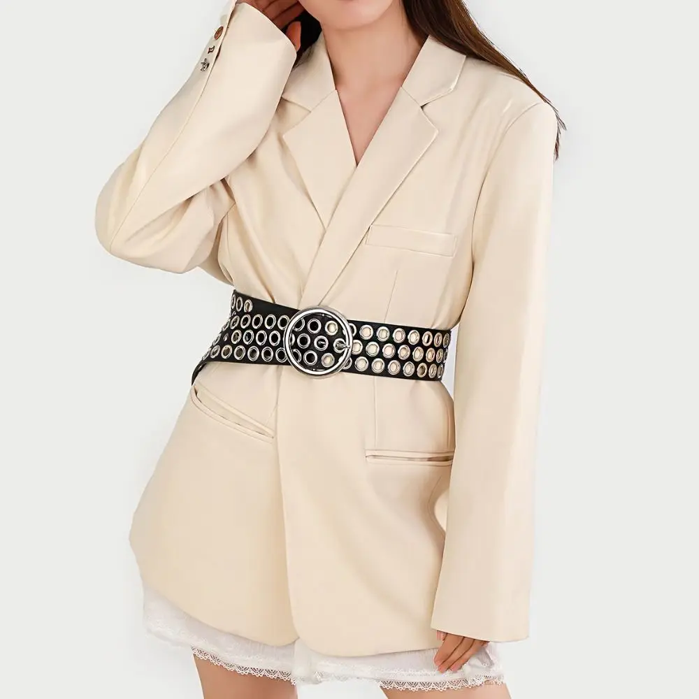 Metallschnalle PU-Ledergürtel Punk Koreanischer Stil Breiter Bund Kleid Dekor Jeans Hosen Dekor Y2K Mädchen Bund Damen/Mädchen