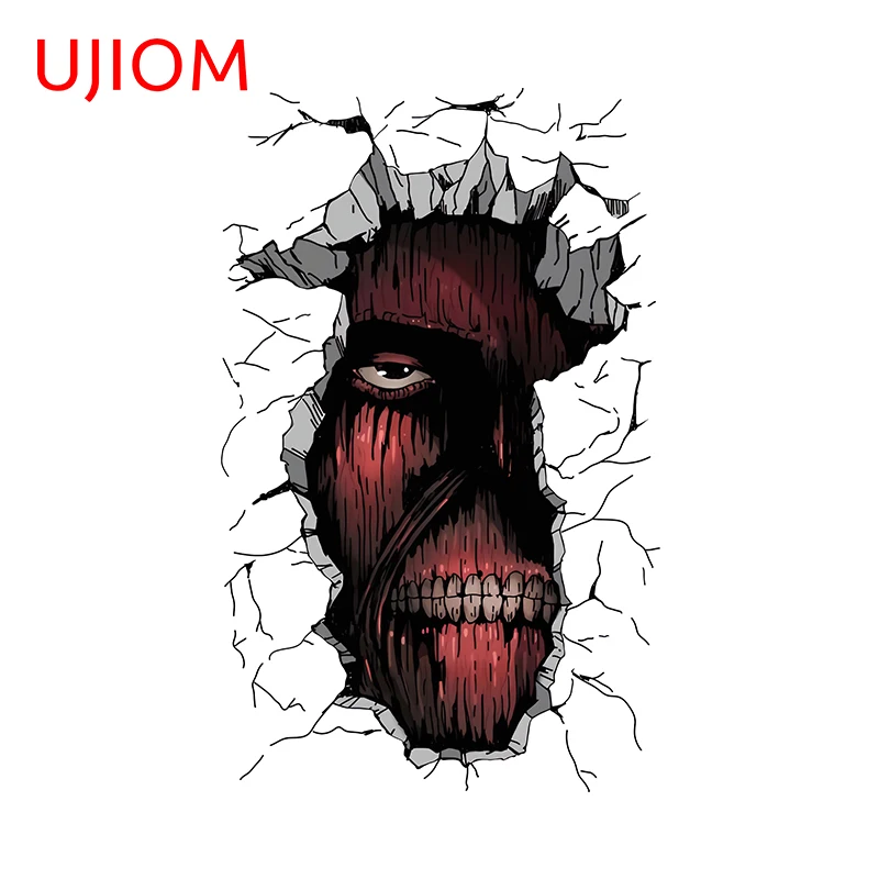 UJIOM 13cm × 9.6cm Levi with Giant Wall Cracks Peeking Wall Stickers Creative Anime Tuya Decals Interesting Room Decoration