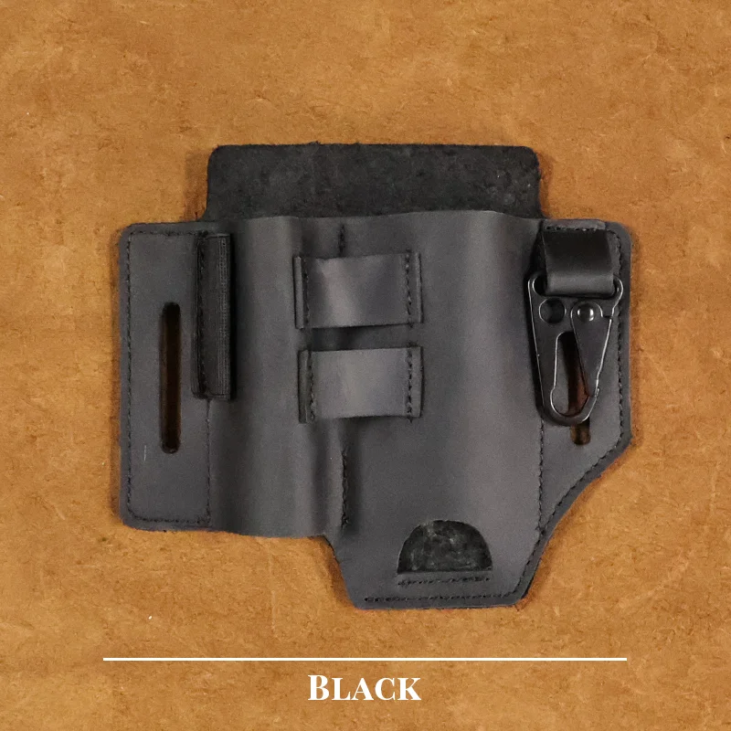 ชุดเครื่องมือหนังวัว1pcFirst-layer ไฟฉายตั้งแคมป์พร้อมกระเป๋าคาดเอวที่ใส่พวงกุญแจที่คลุมมีดพับได้อเนกประสงค์