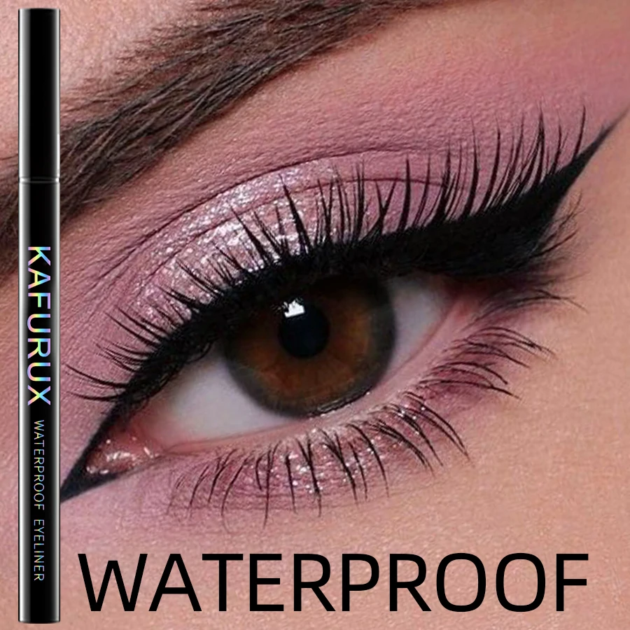 1 Stück schwarzer, schnelltrocknender Eyeliner-Stift für langanhaltendes, geschmeidiges, mattes Augen-Make-up, wasserfest, wischfest, flüssiger Eyeliner-Stift_voghion.com