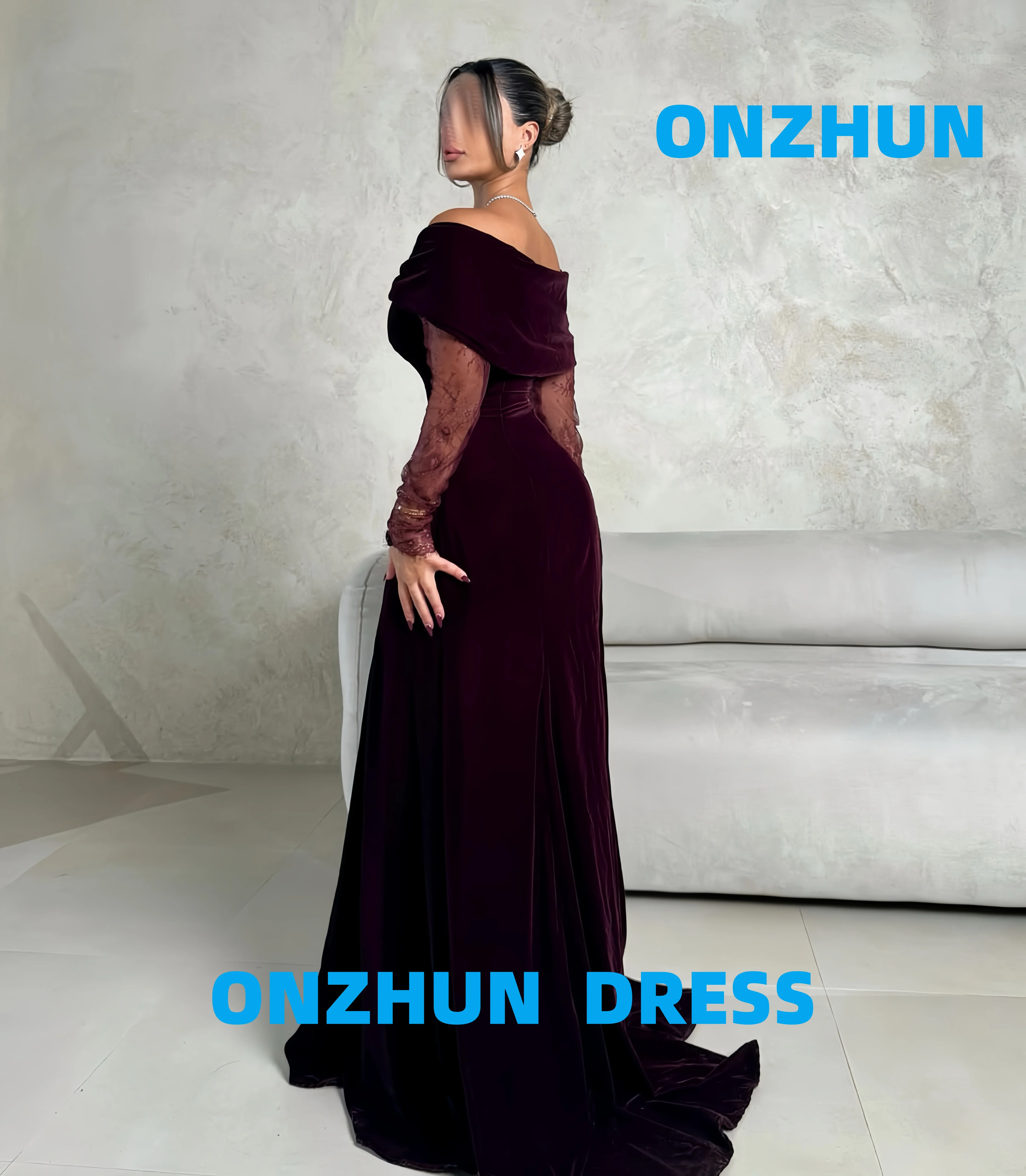 فساتين سهرة فاخرة أنيقة مخصصة بدون حمالات وأكمام طويلة على شكل حرف A للنساء فساتين سهرة عصرية #2