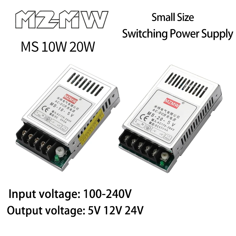 Small Size Switching Power Supply 10W 20W 100-240V AC To DC 5V 12V 24V Single Output Transformers CCTV LED Strip Drive SMPS