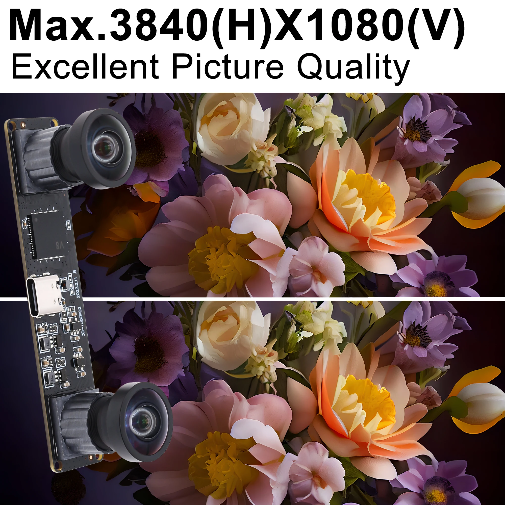 ELP Sychronized Dual Wide Angle 4MP USB Camera Module with 120 Degree Lens 3840x1080P 60FPS for AI Face Identification