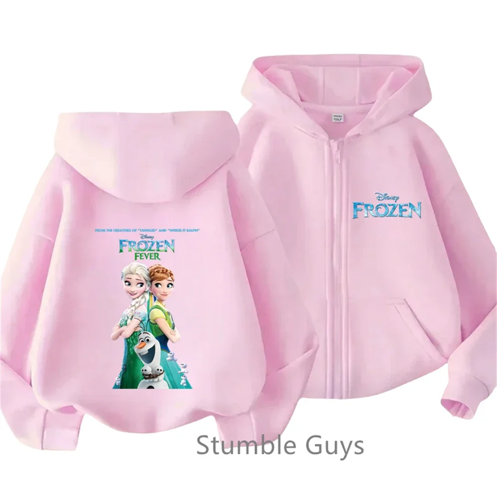 Frozen Elsa Zipper Hoodies Boys Clothes Girls Casual Teen Long Sleeves Anime Fashion Kids Sweatshirt Cartoon Pokemoned Clothing