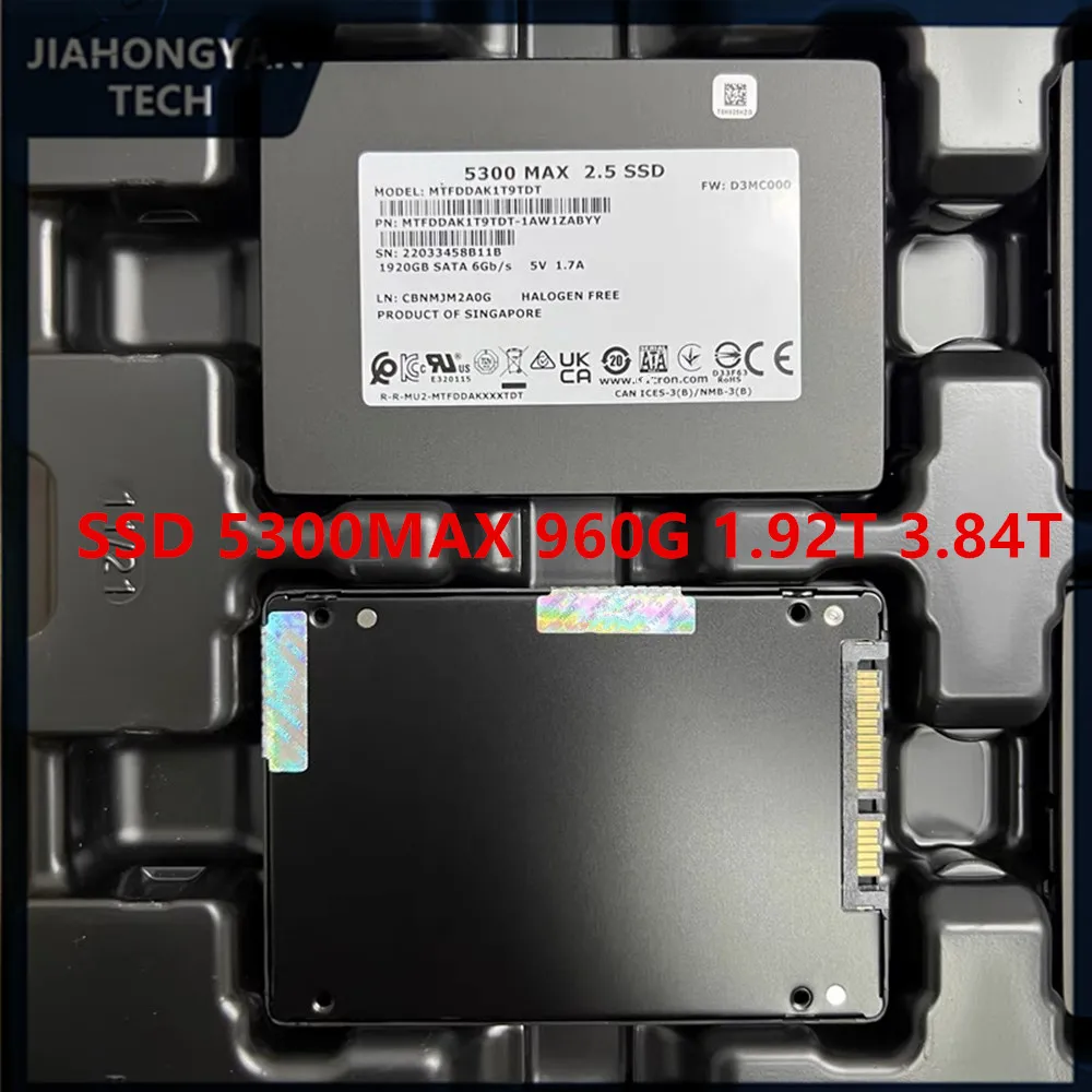 Original For MICRON 5300MAX 5300PRO 240G 480G 960G 1.92T 3.84T SATA 2.5-inch Server SSD Enterprise Solid State Drive