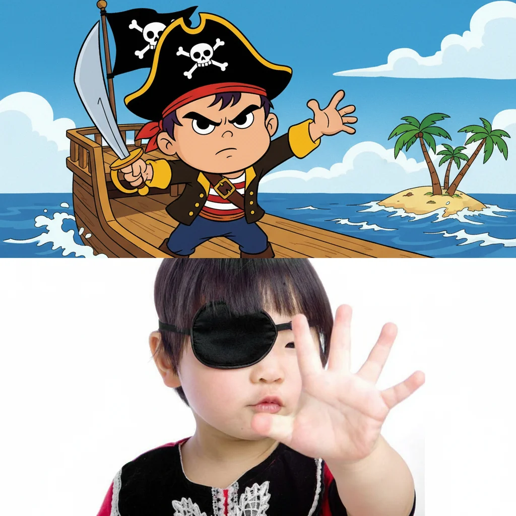 

1Pcs Pirate Eye Patch Unisex Single Eye Patch Eyepatch One Eye Washable Adjustable Concave EyePatch Kid Pirate Cosplay Costume