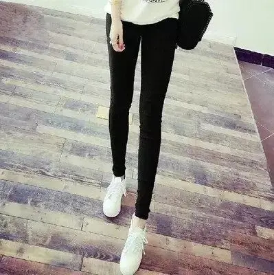 Women's Slim Fit High Waist Leggings Elastic Thin Spring Autumn Summer Tight Black Long Pants Fashionable Versatile Base Layer