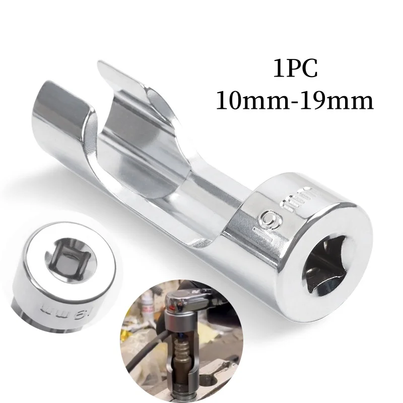 

Diesel Injector Fuel Line Socket Wrench 10mm-19mm Open Oil Pipe Removal Sleeve Union Nut Socket Adapter Hand Tool