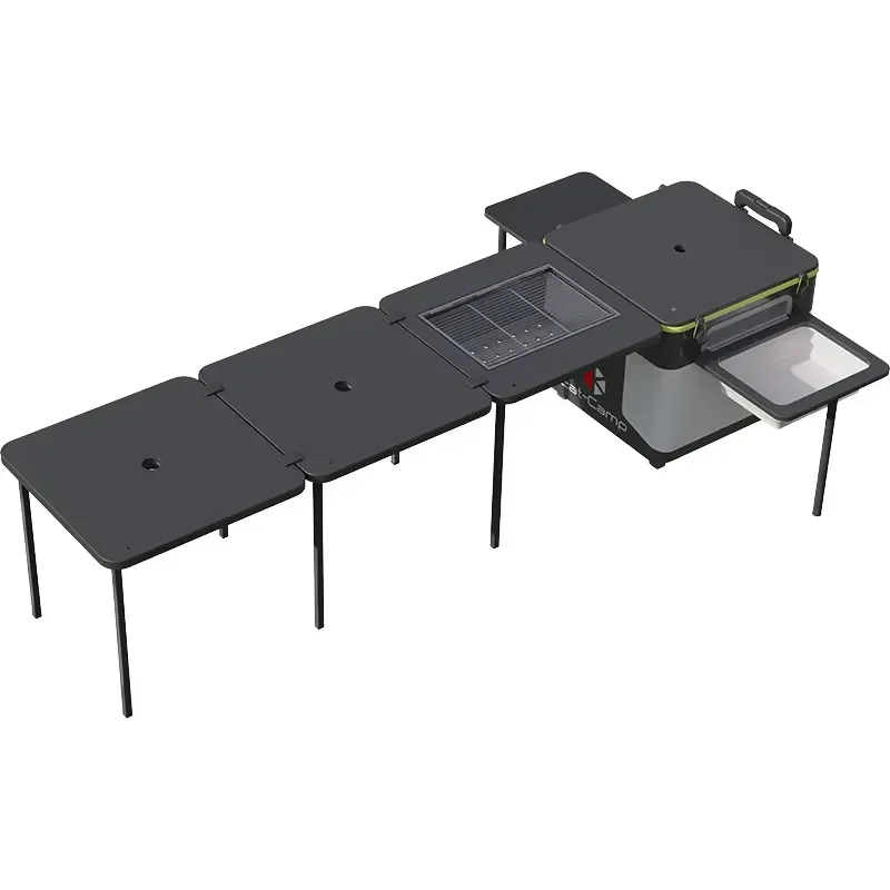 CLS Outdoor Mobile Kitchen Camping Portable Folding Table with Integrated Stove for Camping Self-Driving Car Equipment
