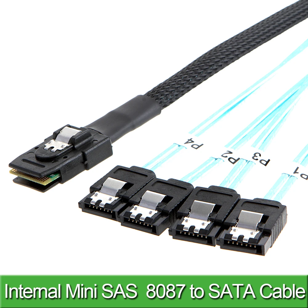 كابل إندلاع صغير من SAS ، إلى SATA Mini SAS ، SFF8087 إلى SATA Mini-SAS إلى 4X