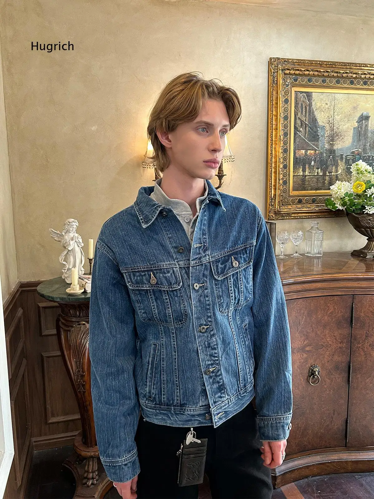 Men's Classic Denim Jacket Casual Loose Fit Button Up Jean Coat With Chest Pockets Versatile Outerwear For Daily Streetwear Fall
