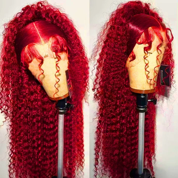 40 pollici rosso caldo 13x6 hd parrucca frontale in pizzo parrucca onda profonda capelli umani parrucca anteriore in pizzo onda d'acqua colorata brasiliana 4x4 5x5 per le donne