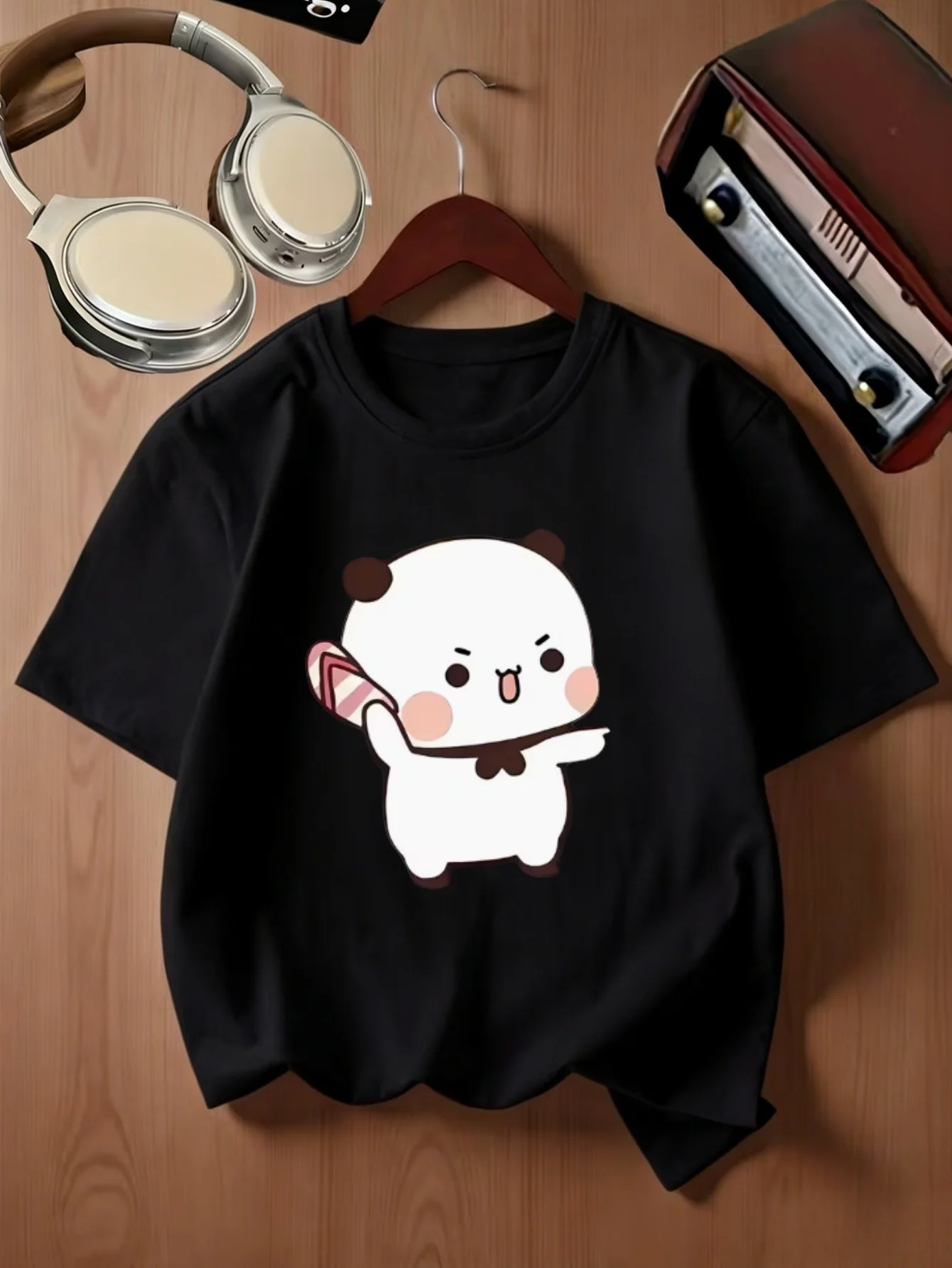Cute Cartoon White Bear With Ice Cream Kawaii Animal Graphic Kids T Shirt Boys Girls Family Matching Summer Crew Neck Casual Tee