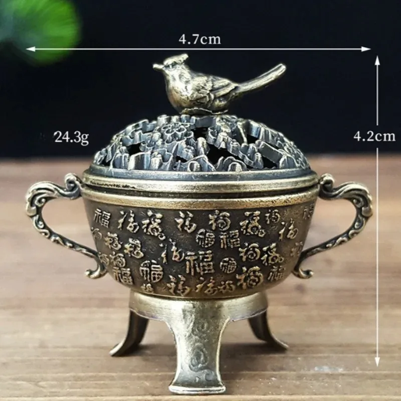 

Metal Lotus Incense Burner Bowl With Handle Ancient Style Magpie Lucky Home Decor