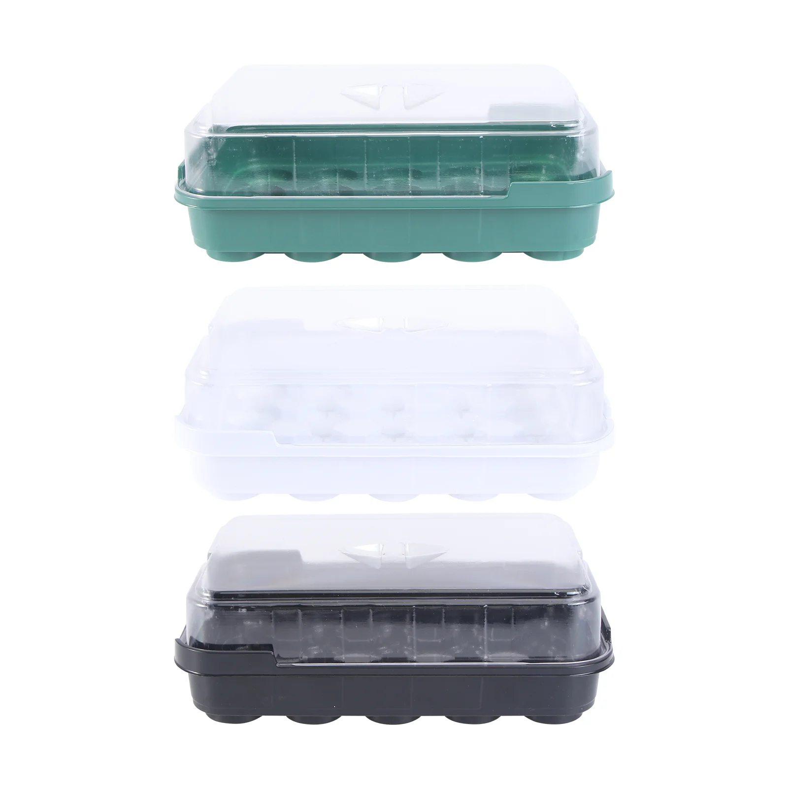 

3 Sets 20 Grids Seedling Trays Planting Boxes Transparent Lid Germination Stackable Nursery Growing Trays Plant