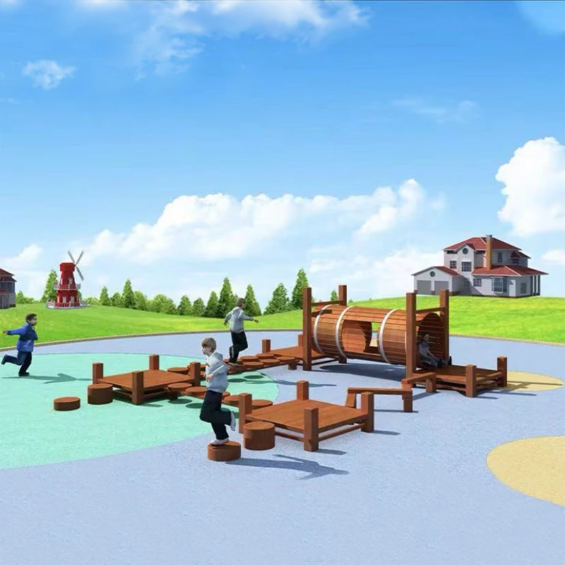 EO-High Quality Custom Wooden Climbing Structure Swing Sets Equipment for Kids Outdoor Exercise for Park Occasions&