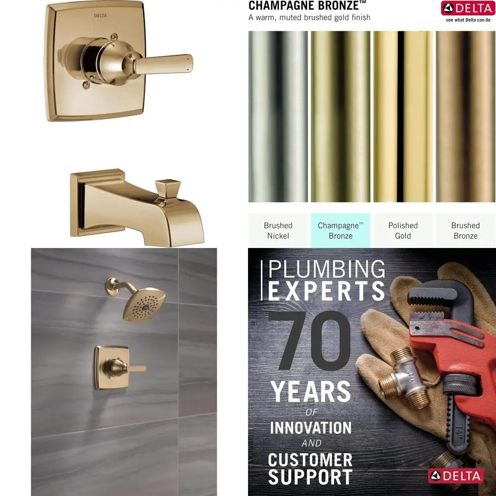 

14 Series Single-Function Bathtub Trim Kit, Gold Tub Faucet Set, Champagne Bronze