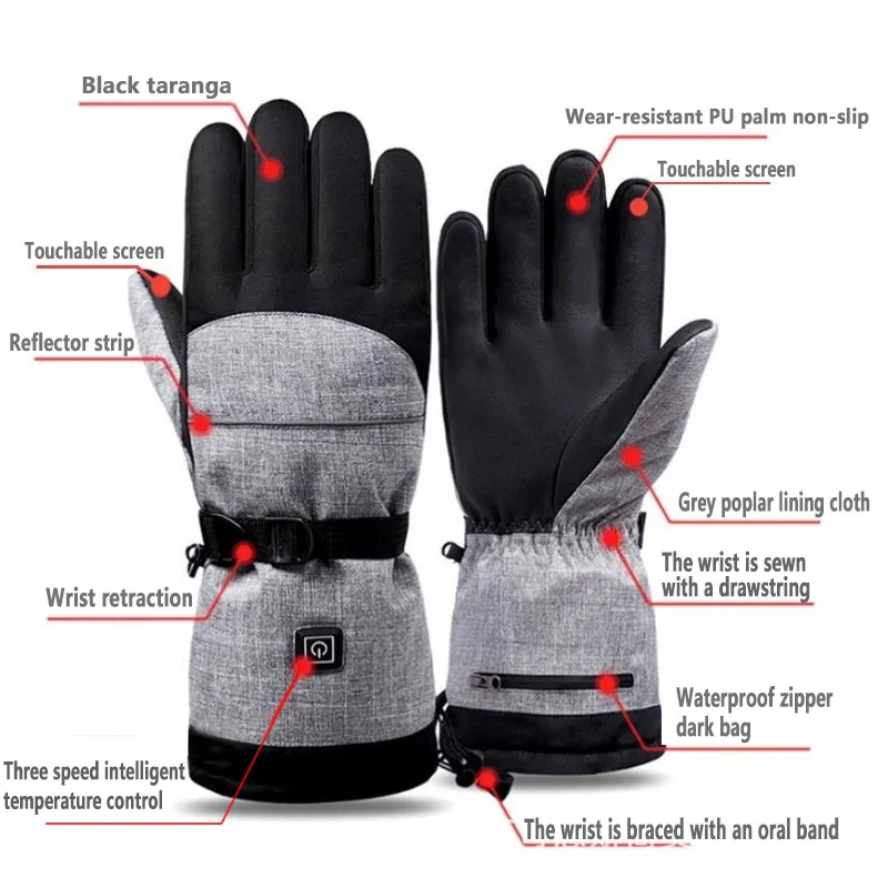 Beheizte Ski handschuhe Winter beheizte Handschuhe warm wasserdicht wiederauf ladbar für Schneemobil heizung Thermo handschuhe für Männer Frauen