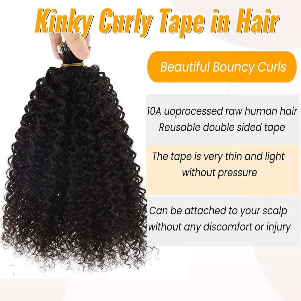 Deep Wave Tape In Hair Extensions Skin Weft Adhesive Natural Black Tape In Curly Human Hair Extension 16-26 Inch Brazilian Hair