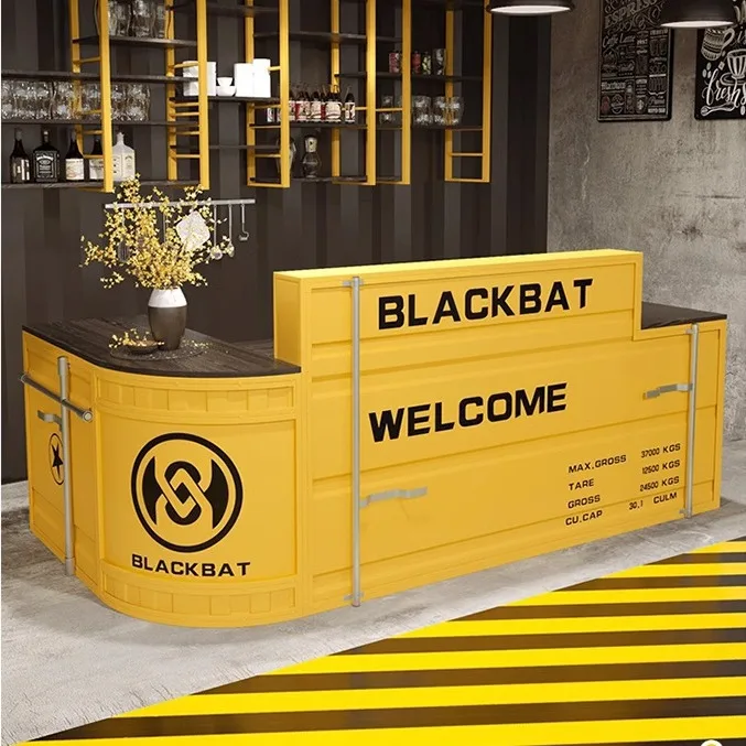 

Industrial style bar gym billiards hall front desk checkout page Internet cafe e-sports milk tea shop reception counter table