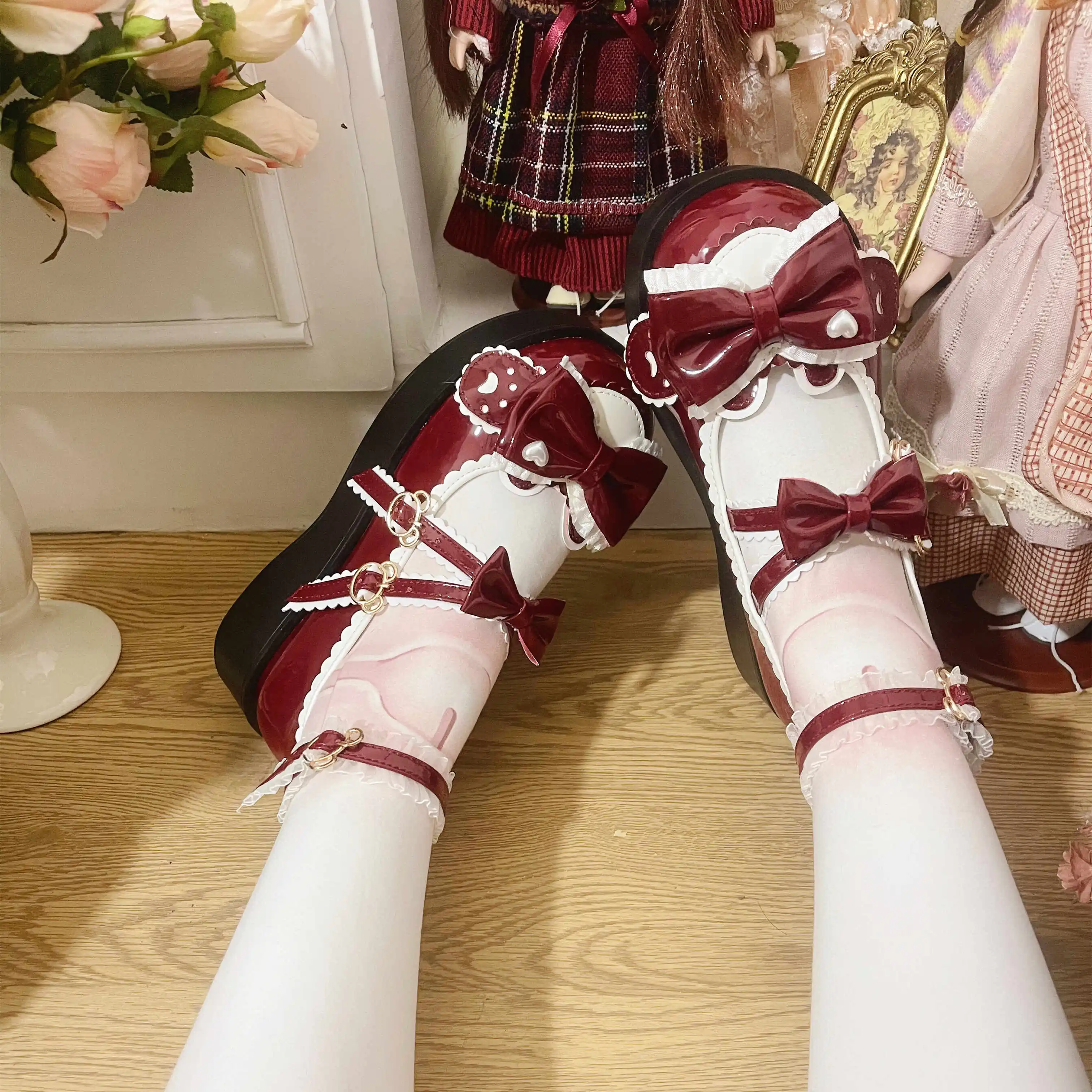 College Style Original Japanese Lolita Lolita Platform Shoes Women's Spring Sweet Bow Lo Mary Jane Shoes Soft Sister High Heels