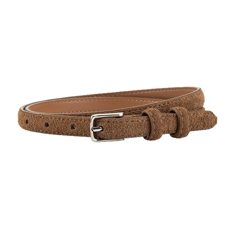 Suede fashionable simple real cowhide belt women's versatile jeans belt thin belt coat skirt accessories matte belt