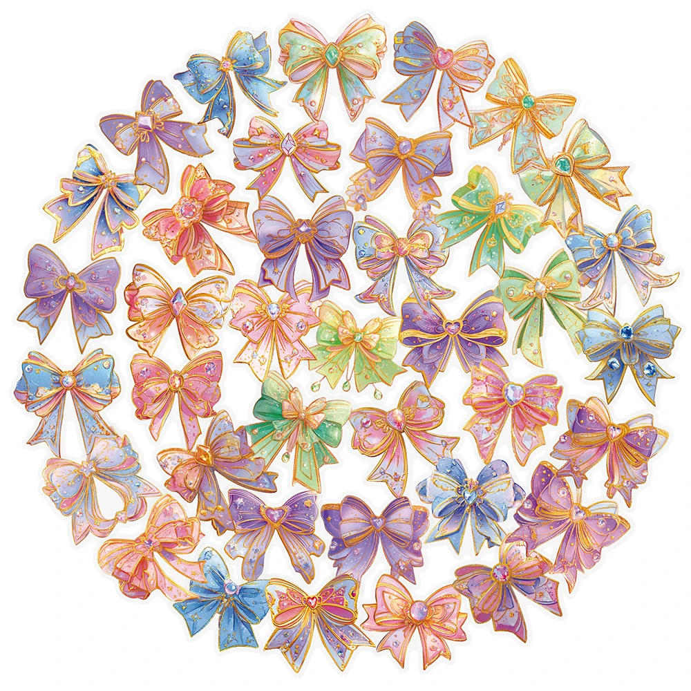 10/30/56pcs Cute Cartoon Transparent Coquette Bows Stickers Aesthetic Decals DIY Laptop Phone Diary Decoration Sticker Kids Toys