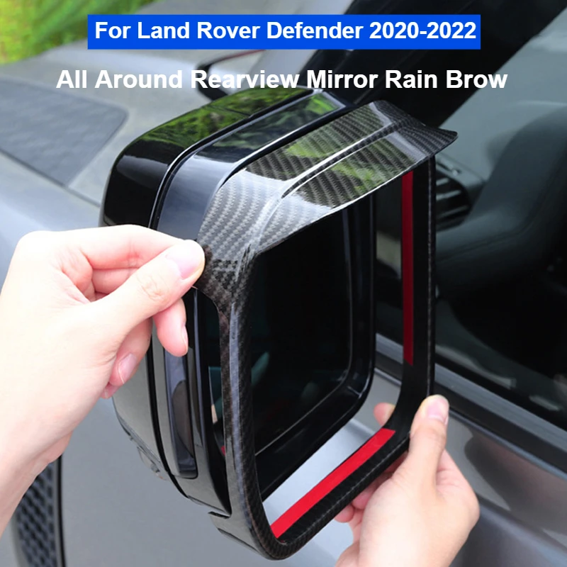 

For Land Rover Defender 2020-2024 Full Surround Style Car Side Door Rearview Mirror Rain Eyebrow Carbon Fiber Decorative Frame