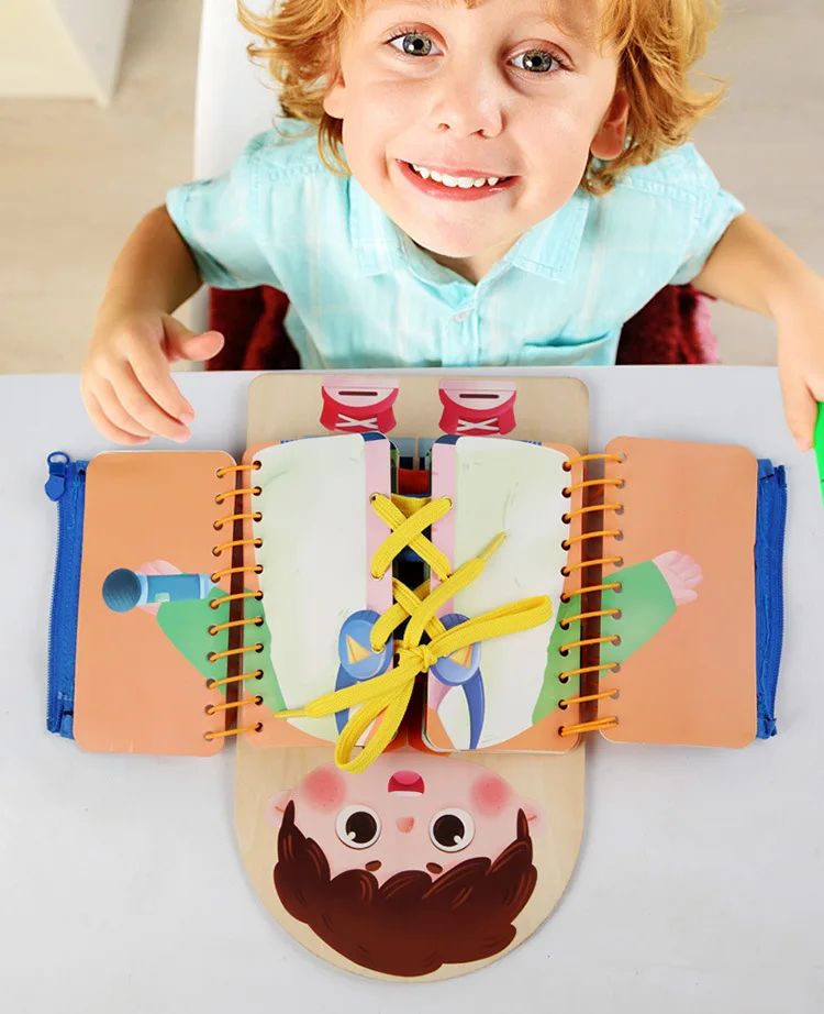 Drewniana wielowarstwowa tablica dla dzieci pomoce nauczycielskie praktyka ubieranie umiejętności praktyczne Montessori wczesne zabawki edukacyjne