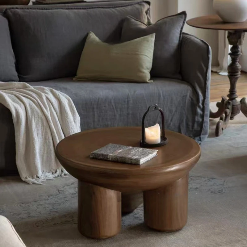 

Full solid wood homestay round coffee table coffee table log pier